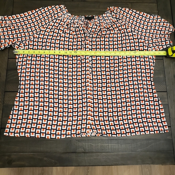 Short Sleeve Geometric Square Blouse Womens Plus 3X Worthington - Picture 9 of 10